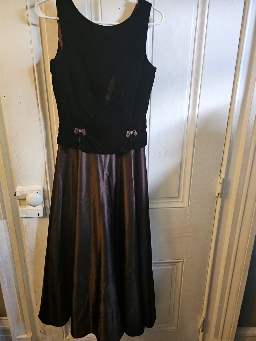 Classic Black Velvet Bodice and Satin Skirt Evening Dress Scott McClintock